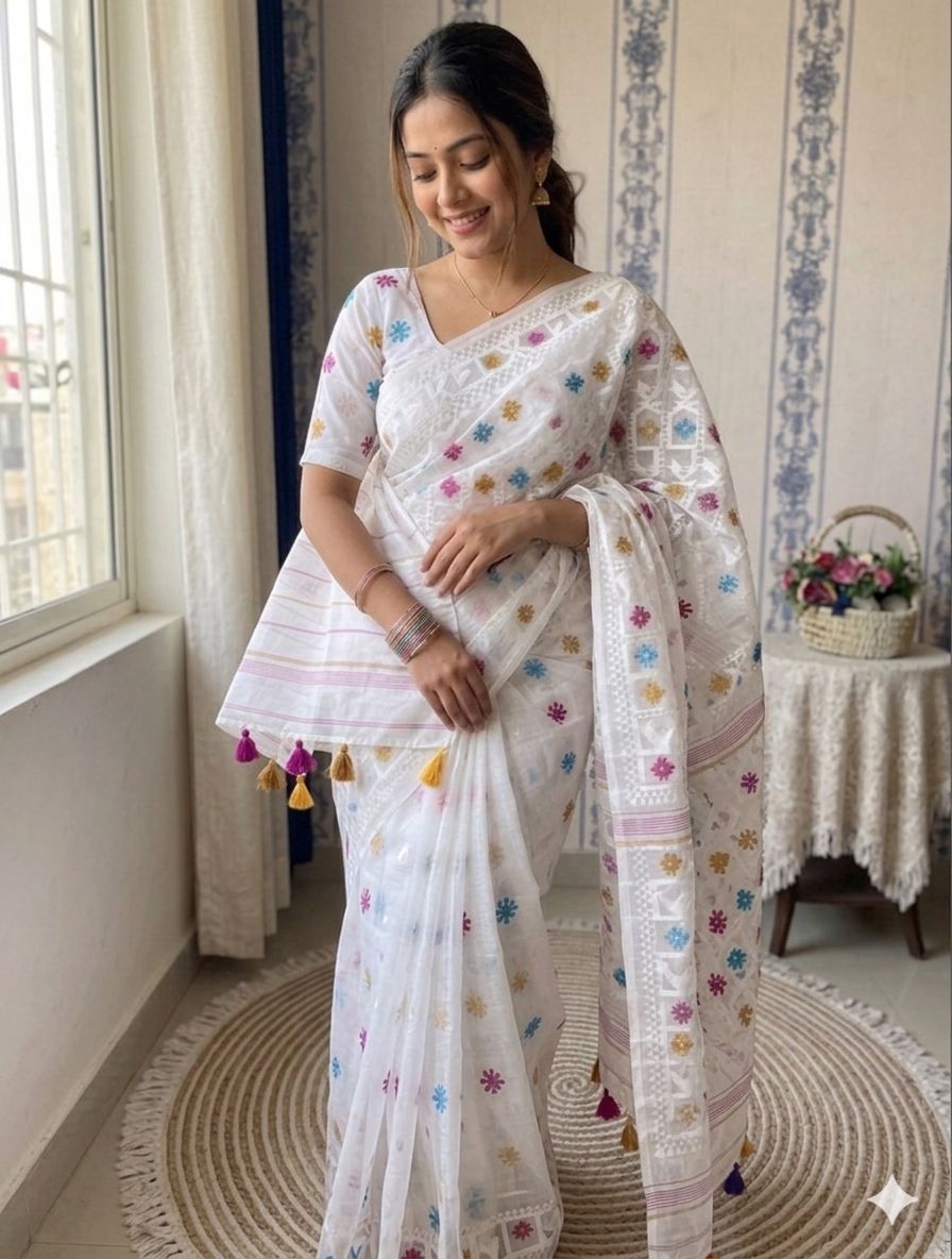 Floral White Grace Saree
