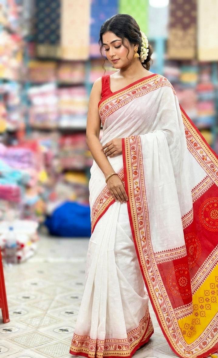 Shuvro Red Baisakhi elegance Saree