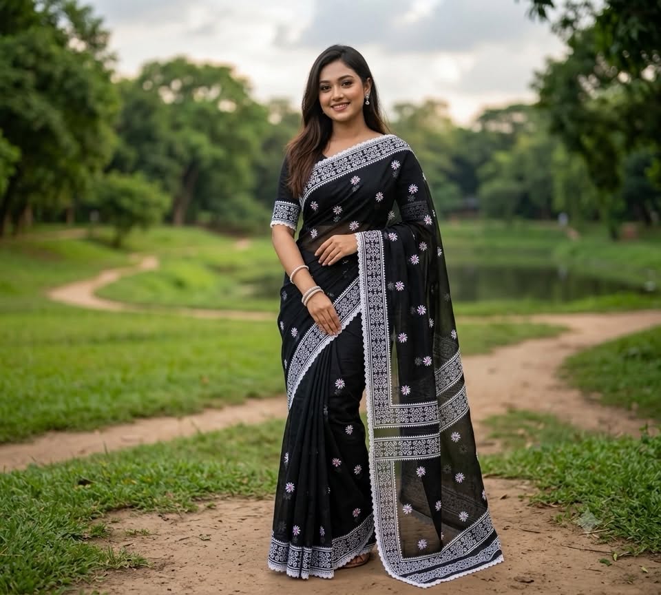 Premium Black Cotton Saree